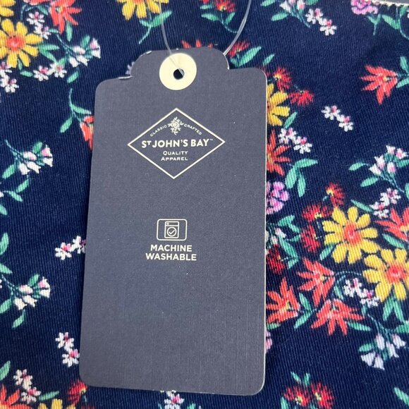 St Johns Bay Floral Shorts Womens 12 Blue New 5" Mid Rise Summer - Picture 14 of 15